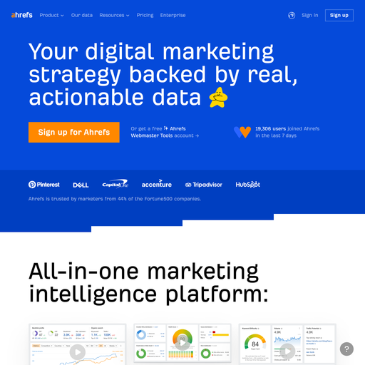 ahrefs.com homepage in Mar 2025
