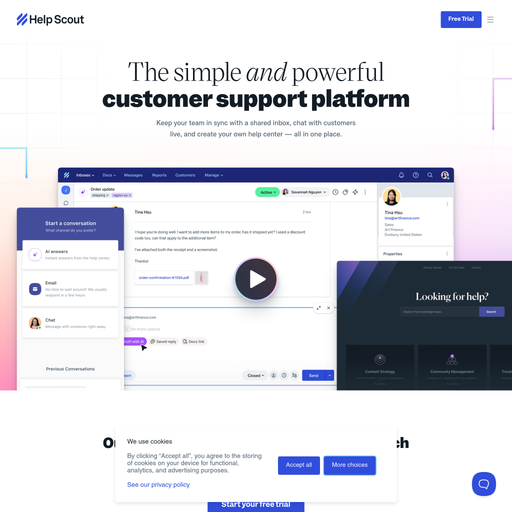 helpscout.com homepage in Feb 2025
