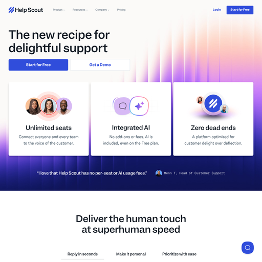 helpscout.com homepage in Nov 2025