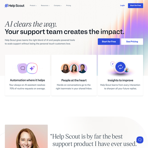 helpscout.com homepage in Jan 2026
