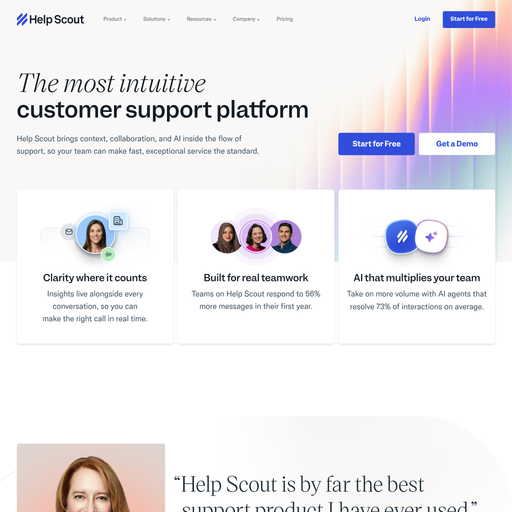 helpscout.com homepage in May 2026
