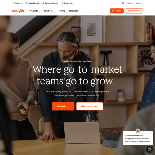 hubspot.com homepage in Apr 2026
