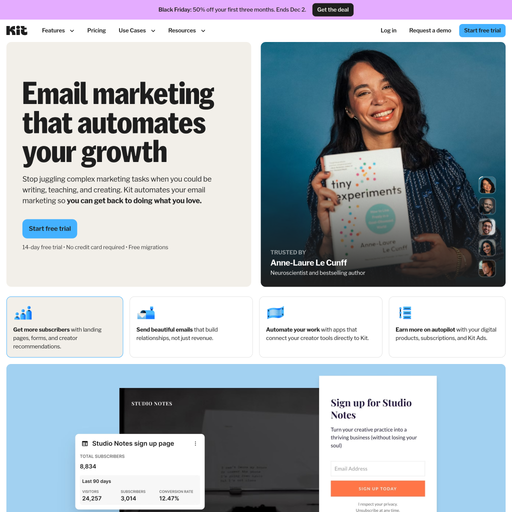 kit.com homepage in Dec 2025