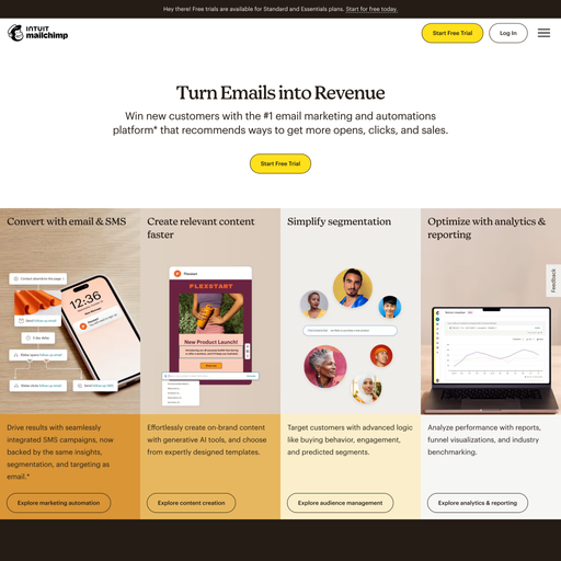 mailchimp.com homepage in Sep 2024