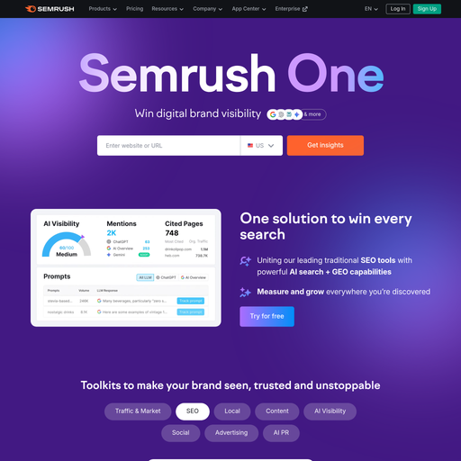 semrush.com homepage in Mar 2026
